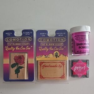 Pink Embossing Powder & Hot Pink Prism Pad Craft Kit